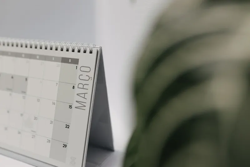 Desk calendar on a table